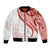 Coral Red Polynesian Tribal Turtle Floral Pattern Bomber Jacket