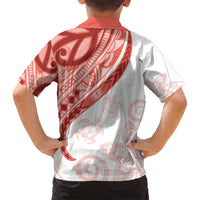 Coral Red Polynesian Tribal Turtle Floral Pattern Family Matching Long Sleeve Bodycon Dress and Hawaiian Shirt LT05 - Polynesian Pride