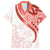 Coral Red Polynesian Tribal Turtle Floral Pattern Family Matching Long Sleeve Bodycon Dress and Hawaiian Shirt