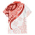 Coral Red Polynesian Tribal Turtle Floral Pattern Family Matching Off The Shoulder Long Sleeve Dress and Hawaiian Shirt