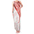Coral Red Polynesian Tribal Turtle Floral Pattern Family Matching Tank Maxi Dress and Hawaiian Shirt