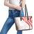 Coral Red Polynesian Tribal Turtle Floral Pattern Leather Tote Bag