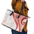 Coral Red Polynesian Tribal Turtle Floral Pattern Leather Tote Bag