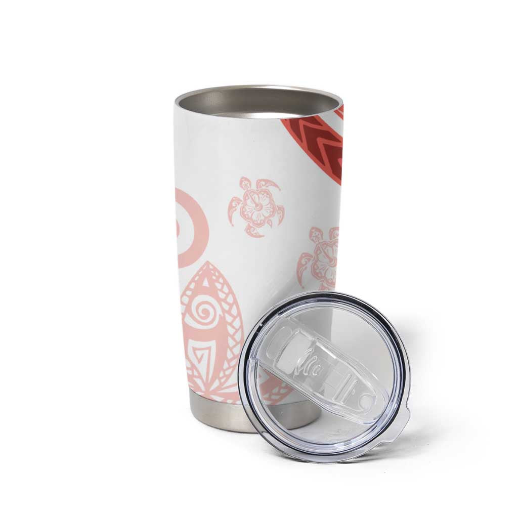 Coral Red Polynesian Tribal Turtle Floral Pattern Tumbler Cup