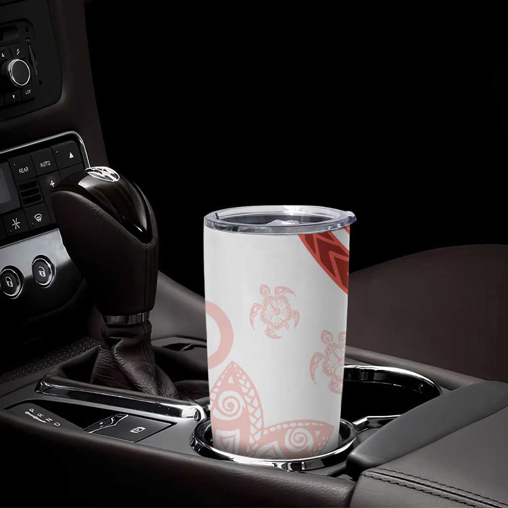 Coral Red Polynesian Tribal Turtle Floral Pattern Tumbler Cup