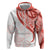 Coral Red Polynesian Tribal Turtle Floral Pattern Zip Hoodie