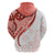Coral Red Polynesian Tribal Turtle Floral Pattern Zip Hoodie