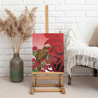 New Zealand Parrot Kaka Canvas Wall Art Maori Koru With Pohutukawa Flowers - Polynesian Pride