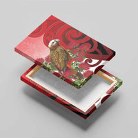 New Zealand Parrot Kaka Canvas Wall Art Maori Koru With Pohutukawa Flowers - Polynesian Pride