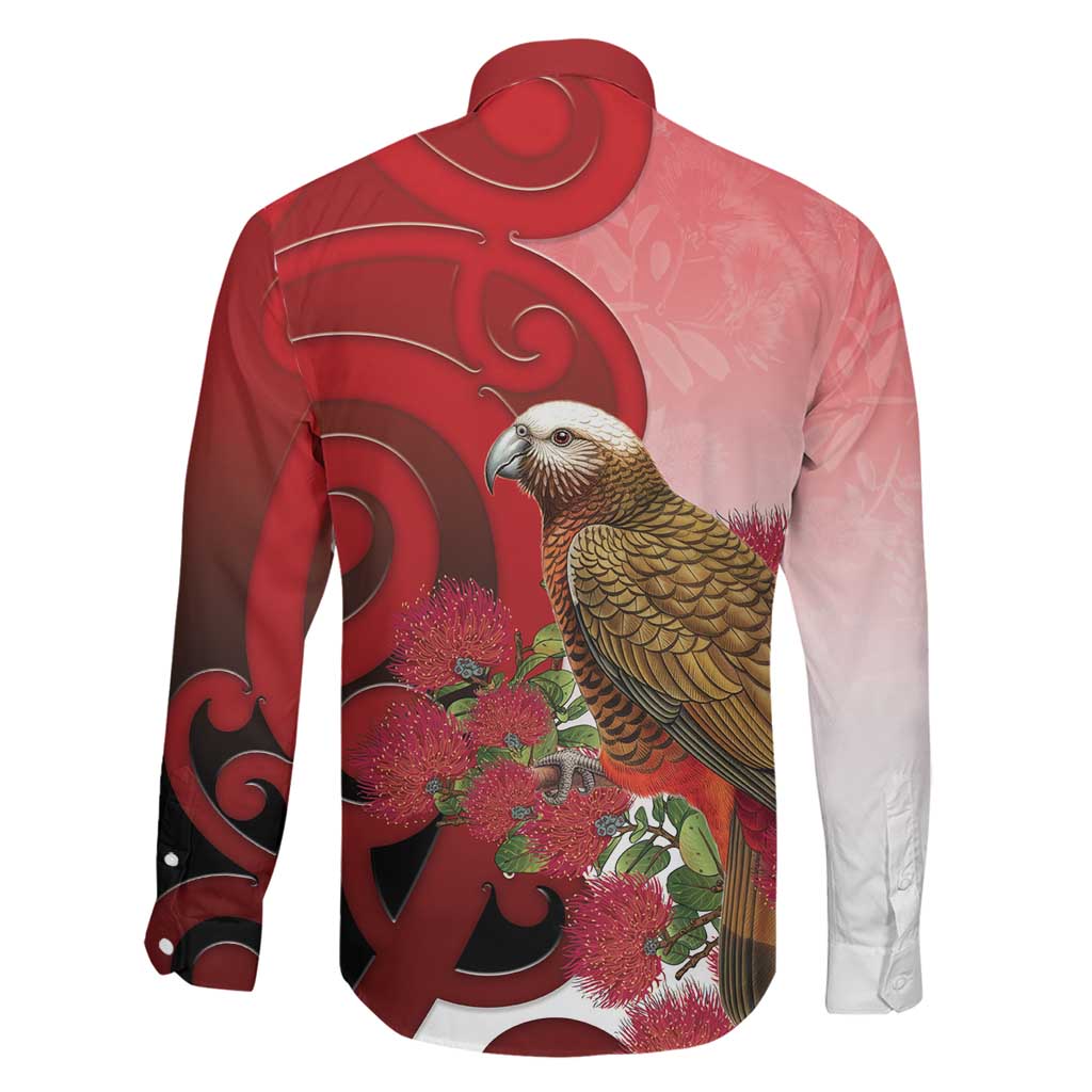 New Zealand Parrot Kaka Family Matching Mermaid Dress and Hawaiian Shirt Maori Koru With Pohutukawa Flowers LT05 - Polynesian Pride