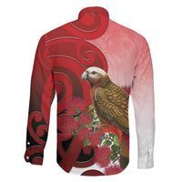 New Zealand Parrot Kaka Family Matching Mermaid Dress and Hawaiian Shirt Maori Koru With Pohutukawa Flowers LT05 - Polynesian Pride