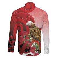 New Zealand Parrot Kaka Family Matching Short Sleeve Bodycon Dress and Hawaiian Shirt Maori Koru With Pohutukawa Flowers LT05 - Polynesian Pride