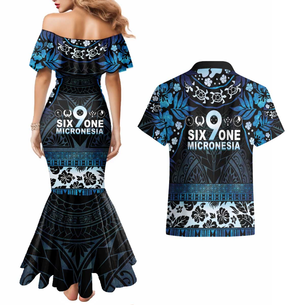Micronesia FSM 691 Couples Matching Mermaid Dress and Hawaiian Shirt Respect Culture