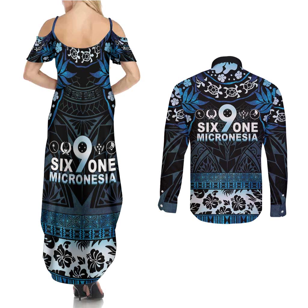 Micronesia FSM 691 Couples Matching Summer Maxi Dress and Long Sleeve Button Shirt Respect Culture