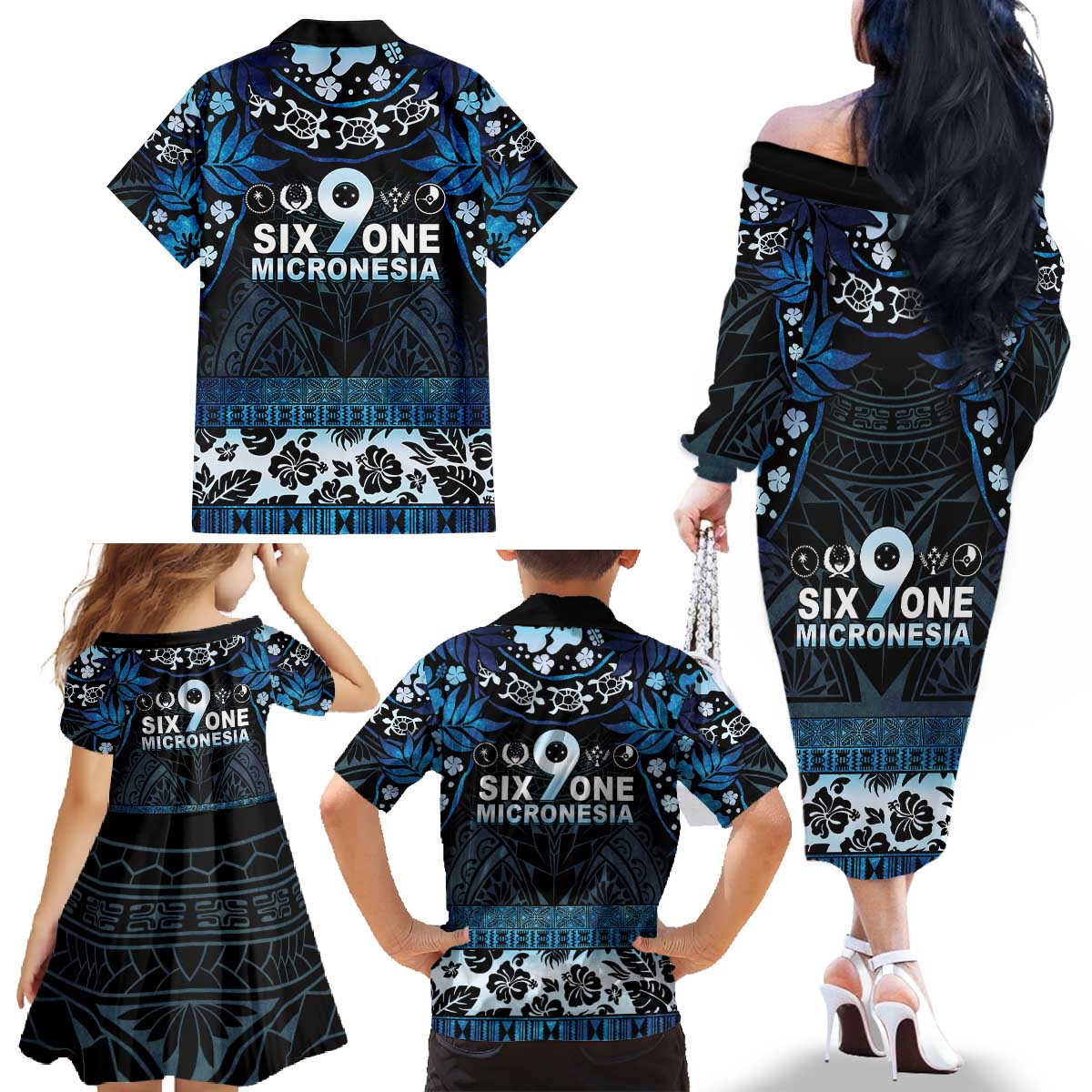 Micronesia FSM 691 Family Matching Off The Shoulder Long Sleeve Dress and Hawaiian Shirt Respect Culture