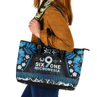 Micronesia FSM 691 Leather Tote Bag Respect Culture LT05 Blue - Polynesian Pride