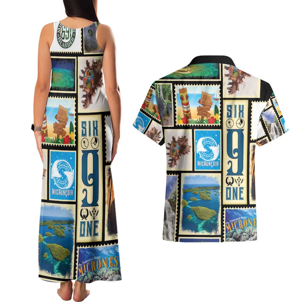 FSM Micronesia Culture Couples Matching Tank Maxi Dress and Hawaiian Shirt