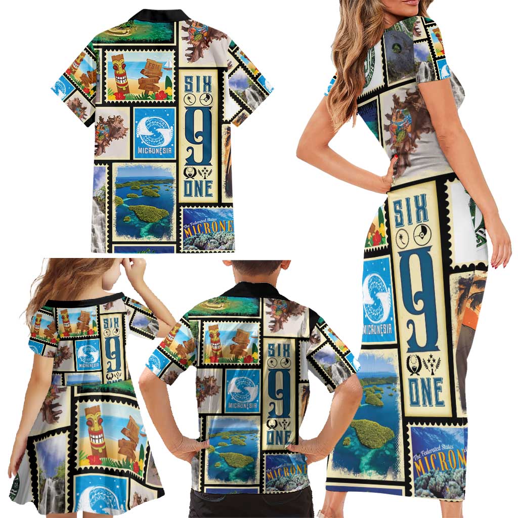 FSM Micronesia Culture Family Matching Short Sleeve Bodycon Dress and Hawaiian Shirt