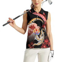 Personalised French Polynesia Victory Day Women Sleeveless Polo Shirt Polynesian Pattern Plumeria