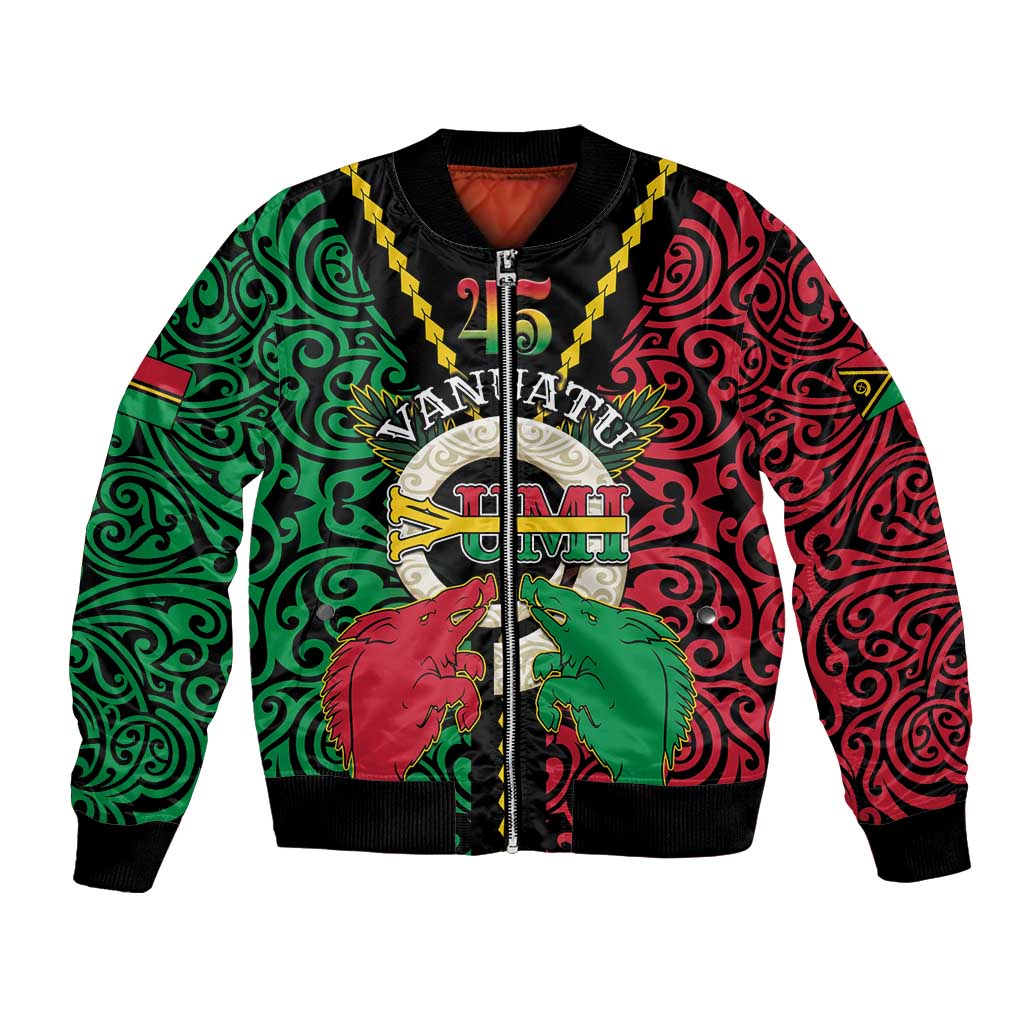 Vanuatu 45th Independence Day Bomber Jacket Long God Yumi Stanap Wild Boar LT05