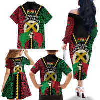 Vanuatu 45th Independence Day Family Matching Off The Shoulder Long Sleeve Dress and Hawaiian Shirt Long God Yumi Stanap Wild Boar LT05