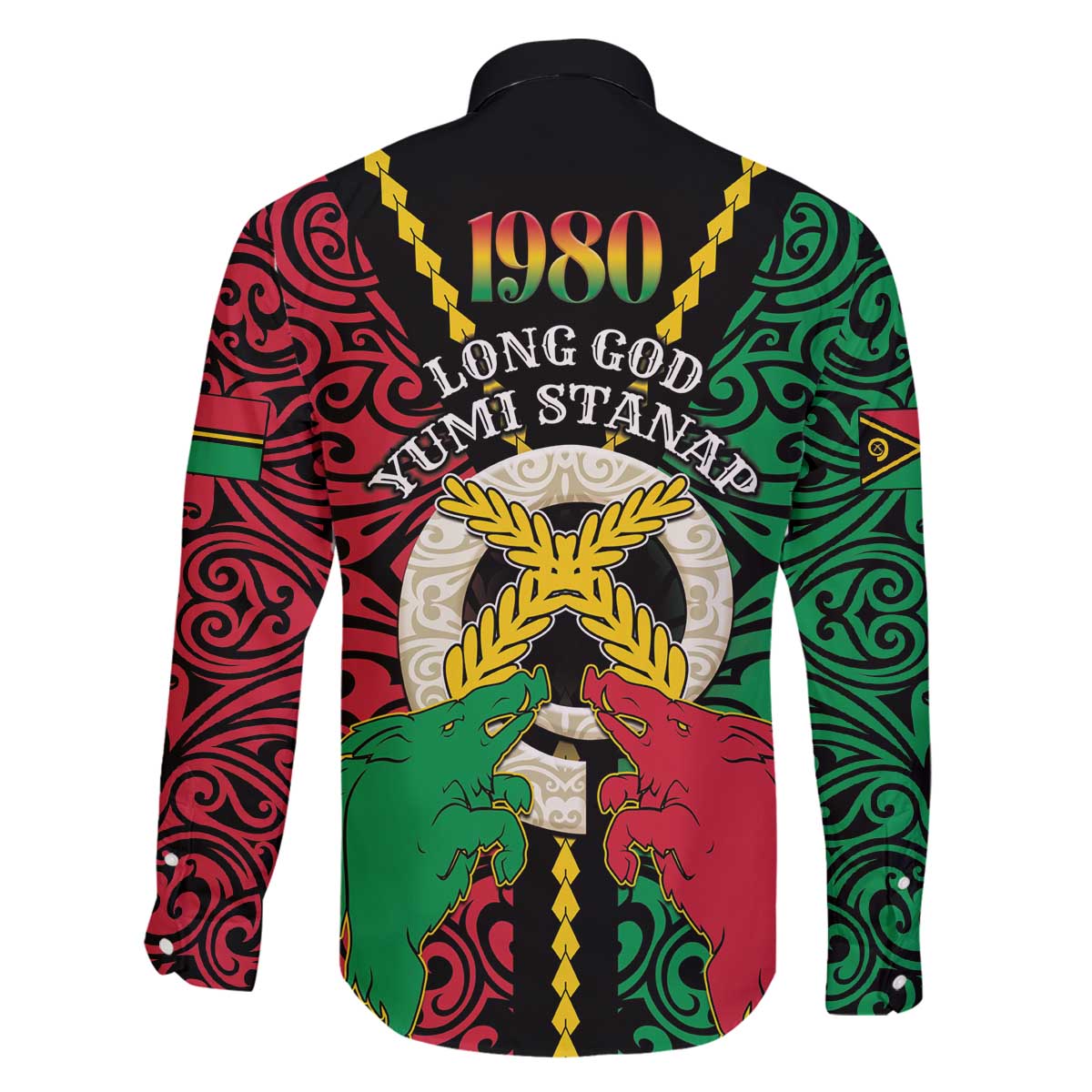 Vanuatu 45th Independence Day Family Matching Off The Shoulder Long Sleeve Dress and Hawaiian Shirt Long God Yumi Stanap Wild Boar LT05