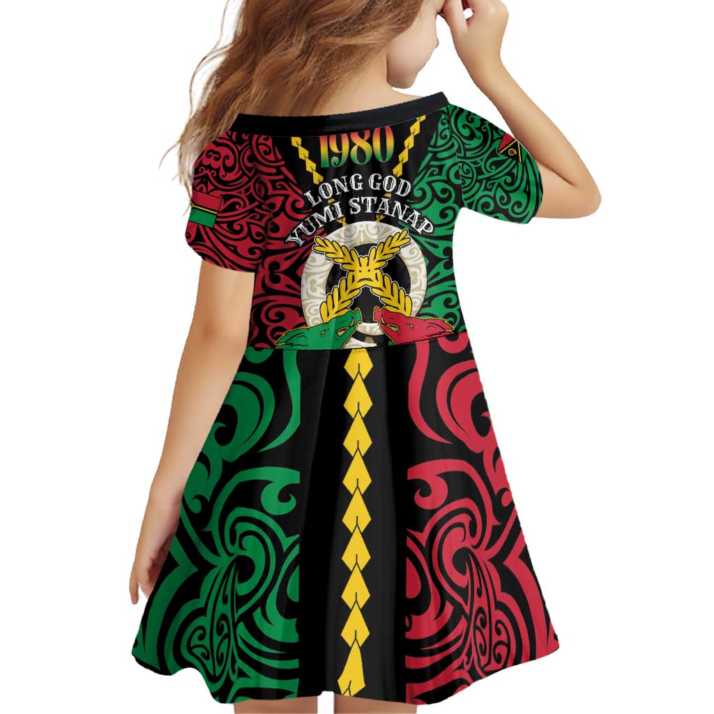 Vanuatu 45th Independence Day Family Matching Off Shoulder Short Dress and Hawaiian Shirt Long God Yumi Stanap Wild Boar LT05
