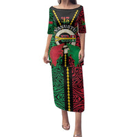 Vanuatu 45th Independence Day Family Matching Puletasi and Hawaiian Shirt Long God Yumi Stanap Wild Boar LT05 Mom's Dress Black - Polynesian Pride