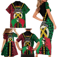 Vanuatu 45th Independence Day Family Matching Short Sleeve Bodycon Dress and Hawaiian Shirt Long God Yumi Stanap Wild Boar LT05 - Polynesian Pride