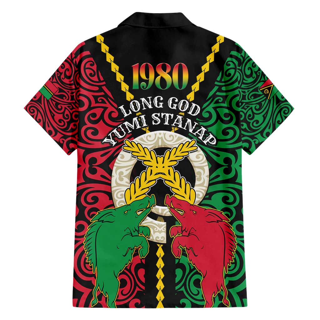 Vanuatu 45th Independence Day Family Matching Short Sleeve Bodycon Dress and Hawaiian Shirt Long God Yumi Stanap Wild Boar LT05 - Polynesian Pride