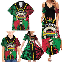 Vanuatu 45th Independence Day Family Matching Summer Maxi Dress and Hawaiian Shirt Long God Yumi Stanap Wild Boar LT05
