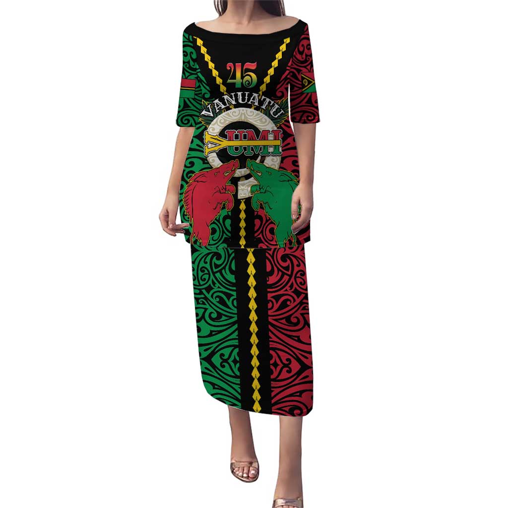 Vanuatu 45th Independence Day Puletasi Long God Yumi Stanap Wild Boar LT05