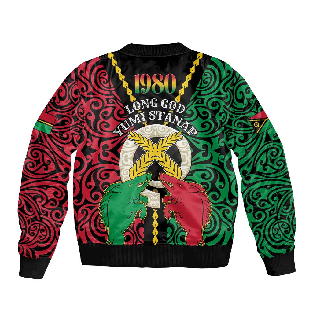 Vanuatu 45th Independence Day Sleeve Zip Bomber Jacket Long God Yumi Stanap Wild Boar LT05