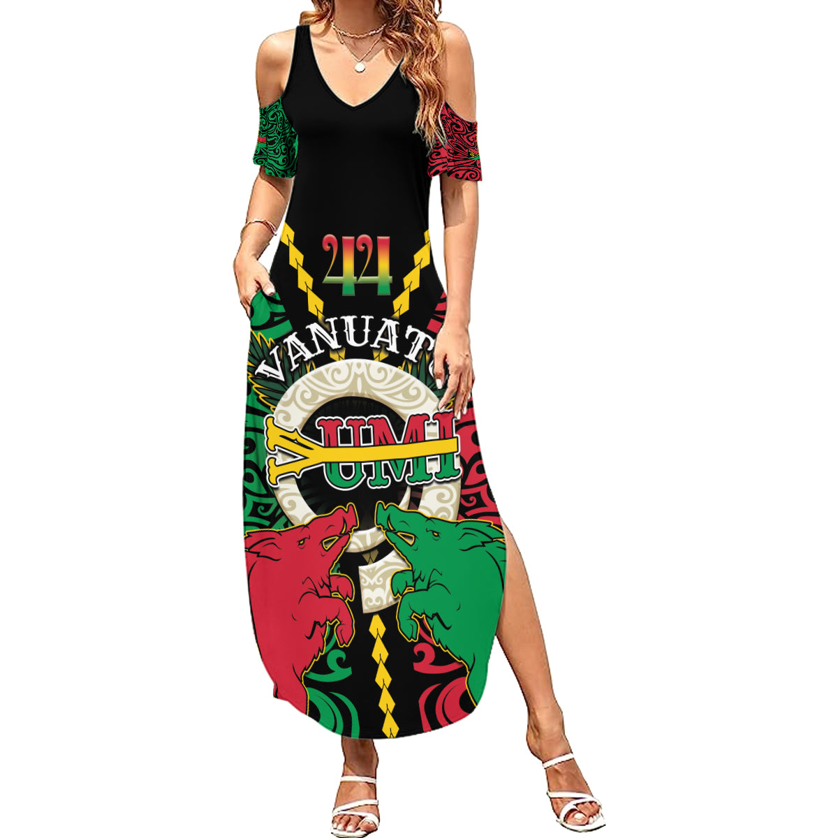 Vanuatu 44th Independence Day Summer Maxi Dress Long God Yumi Stanap Wild Boar