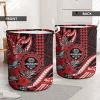 Hawaii Lahainaluna High School Laundry Basket Tribal Tattoo With Hibiscus Flowers