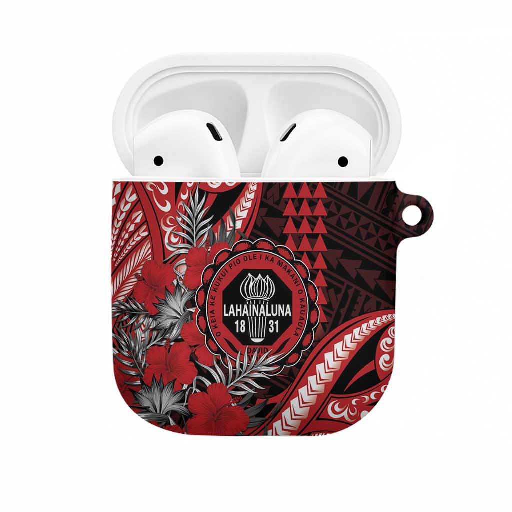 Hawaii Lahainaluna High School AirPods Case Tribal Tattoo With Hibiscus Flowers