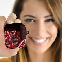 Hawaii Lahainaluna High School AirPods Case Tribal Tattoo With Hibiscus Flowers