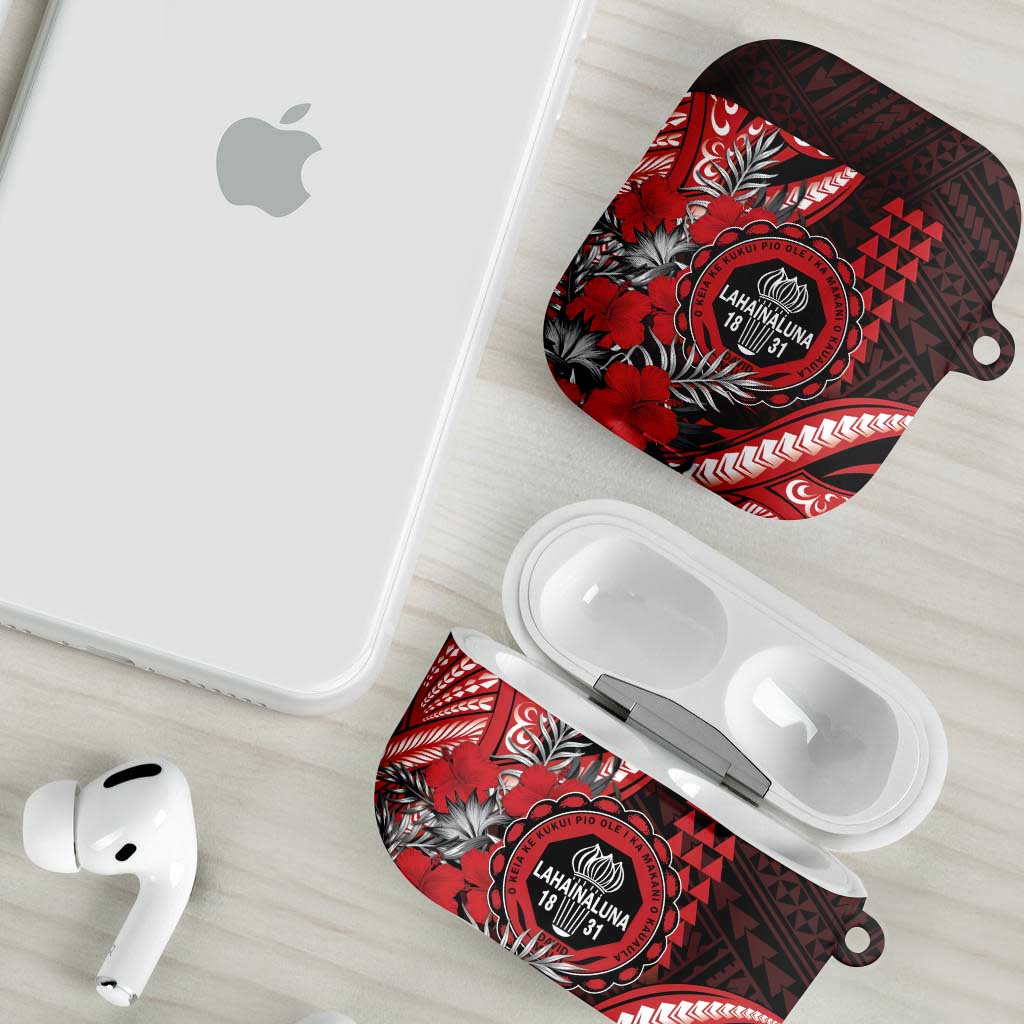 Hawaii Lahainaluna High School AirPods Case Tribal Tattoo With Hibiscus Flowers