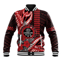 Personalized Hawaii Lahainaluna High School Baseball Jacket Tribal Tattoo With Hibiscus Flowers