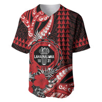 Personalized Hawaii Lahainaluna High School Baseball Jersey Tribal Tattoo With Hibiscus Flowers