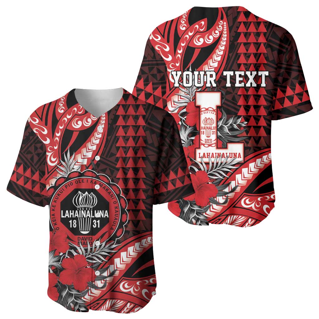 Personalized Hawaii Lahainaluna High School Baseball Jersey Tribal Tattoo With Hibiscus Flowers