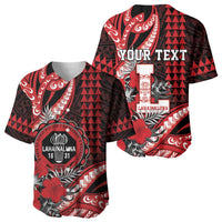 Personalized Hawaii Lahainaluna High School Baseball Jersey Tribal Tattoo With Hibiscus Flowers