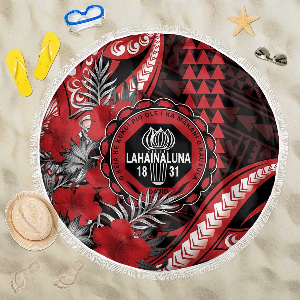 Hawaii Lahainaluna High School Beach Blanket Tribal Tattoo With Hibiscus Flowers