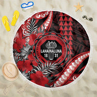Hawaii Lahainaluna High School Beach Blanket Tribal Tattoo With Hibiscus Flowers