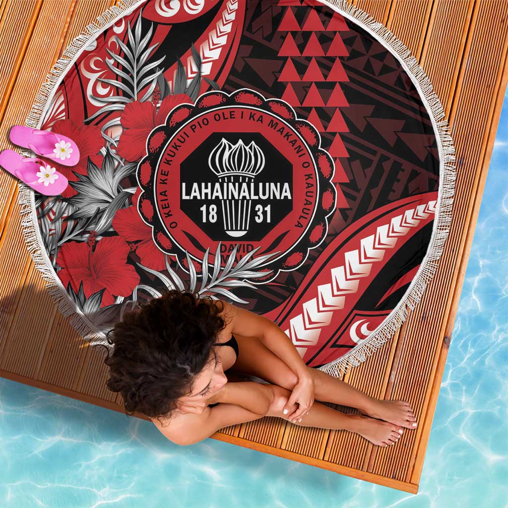Hawaii Lahainaluna High School Beach Blanket Tribal Tattoo With Hibiscus Flowers
