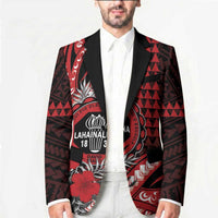 Personalized Hawaii Lahainaluna High School Blazer Tribal Tattoo With Hibiscus Flowers