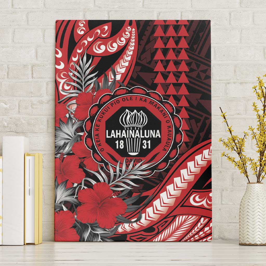 Hawaii Lahainaluna High School Canvas Wall Art Tribal Tattoo With Hibiscus Flowers