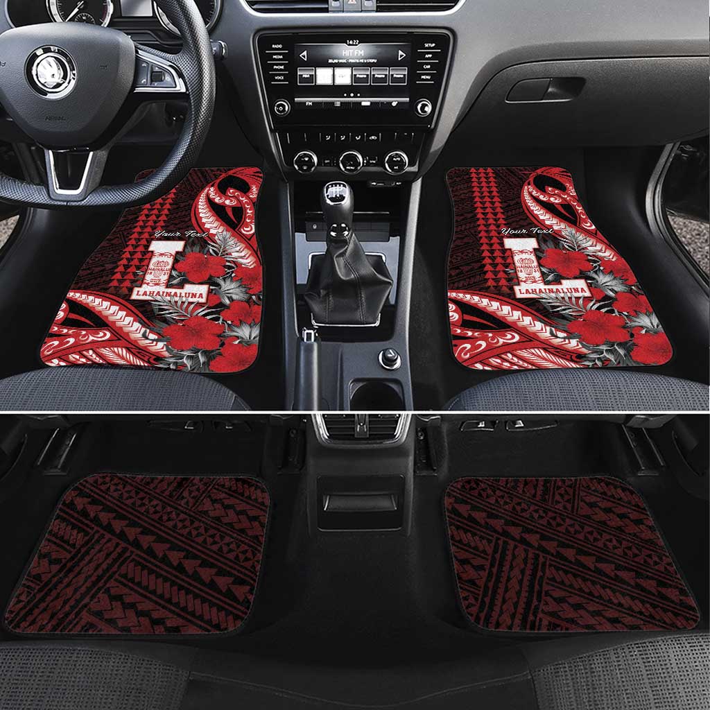 Personalized Hawaii Lahainaluna High School Car Mats Tribal Tattoo With Hibiscus Flowers