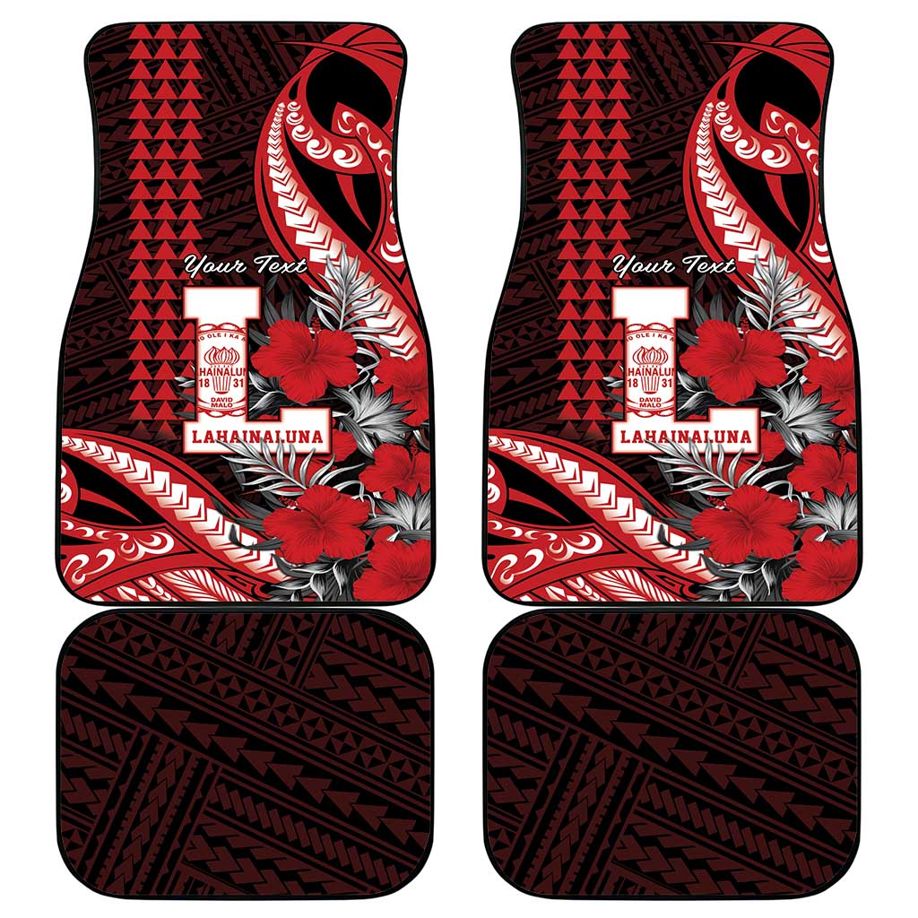 Personalized Hawaii Lahainaluna High School Car Mats Tribal Tattoo With Hibiscus Flowers