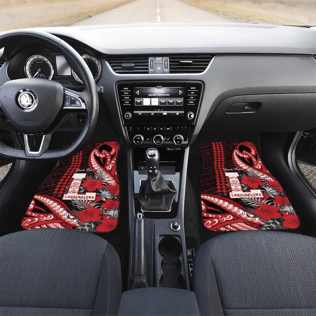 Personalized Hawaii Lahainaluna High School Car Mats Tribal Tattoo With Hibiscus Flowers
